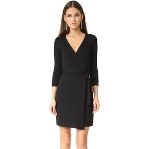 Diane‎ Von Furstenberg New Julian Two Black Wrap Dress 3/4 Sleeve Size 0
